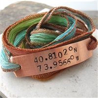 Latitude Longitude Wrap Bracelet, Terracotta Twist