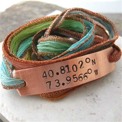 Latitude Longitude Wrap Bracelet, Terracotta Twist