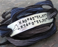 New York City State Longitude Latitude Wrap Bracelet