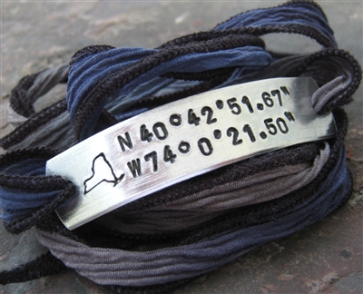 New York City State Longitude Latitude Wrap Bracelet