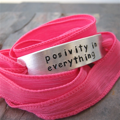 Positivity in Everything Bracelet, silk ribbon wrap