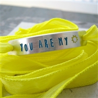 You Are My Sunshine Bracelet, Lemon Drop silk ribbon