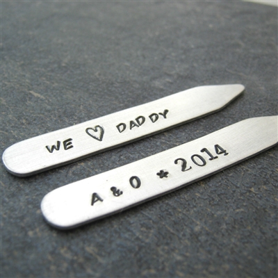 We Love Daddy Collar Stays with kid's initials and year, Father's Day Gift