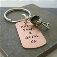 Keep Calm & Grill On, BBQ Grill Key Chain