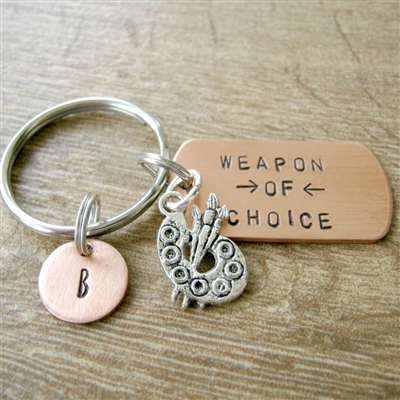 Personalized Artist Keychain, Weapon of Choice