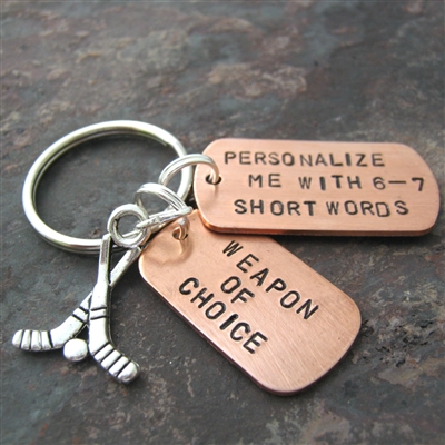 Personalized Hockey  Key Chain, Choose your sport