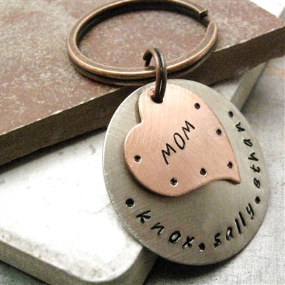Personalized Mother's Heart Key Chain