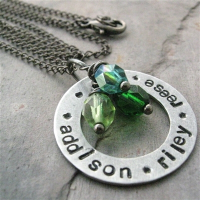 Personalized Mother's Necklace, nickel silver discs