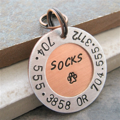 Personalized Pet ID Tag, holds 2 phones, 1 address