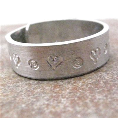 Heart Swirl Aluminum Cuff Ring, customization available