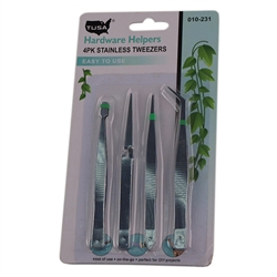 Tusa 010-231 Hardware Helpers 4 Pack Stainless Tweezers