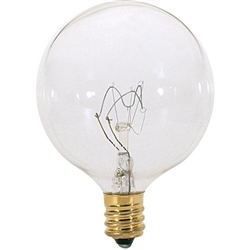 Sunlite, 2 Pack, 25GCC, 25 Watt, 120V Clear, Vanity Light Bulb, G16.5 Globe, 2" Diameter, Candelabra Base, Decorative