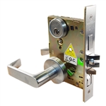 Maxtech Steel Body Grade 1 UL & Fire-Rated (Like Falcon MA Series) 10341RL-LH M Series Satin Chrome 26D Left Hand Entry Entrance Office Heavy Duty Mortise Lockset With Lever SC1 Keyway