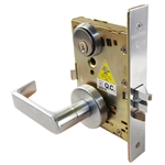 Maxtech Steel Body Grade 1 (Like Falcon MA Series) 10344RL-LH M Series Satin Chrome 26D Left Hand Storeroom Heavy Duty Mortise Lockset With Lever SC1 Keyway