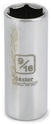 Master Mechanic, Danaher, 105189, 3/8 Drive, 9/16", 12 Point Deep Well Socket.