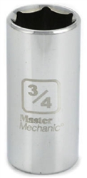 Master Mechanic, Danaher, 105510, 1/2 Drive, 3/4", 12 Point Deep Well Socket.