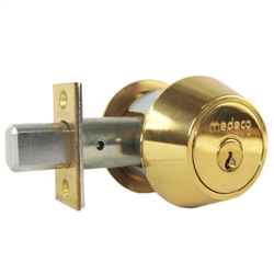 Medeco, 11-0202-605, Bright Brass, Double Cylinder Deadbolt Key On Both Sides 2-3/4" Backset, 00 Keyway HIGH SECURITY