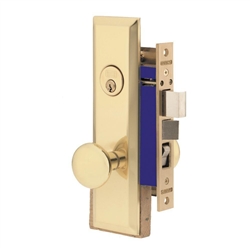 Marks Metro 114A/3-X Left Hand Brass Mortise Entry, Thru Bolted Lockset with 1-1/4" x 8" Wide Face Plate Lock Set