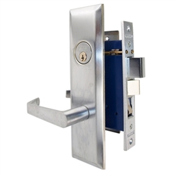 Marks Metro 116A/26D-X Satin Chrome Left Hand Entrance Angled Lever Escutcheon Plate Mortise Entry Lockset Wide Faceplate Screwless Thru-Bolted Lock Set