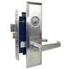 Marks Metro 116A/26D-X Satin Chrome Right Hand Entrance Angled Lever Escutcheon Plate Mortise Entry Lockset Wide Faceplate Screwless Thru-Bolted Lock Set