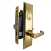 Marks Metro 116A/3-X Polished Brass Right Hand Entrance Angled Lever Escutcheon Plate Mortise Entry Lockset Wide Faceplate Screwless Thru-Bolted Lock Set