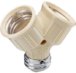 Pass & Seymour, 128ICC10, Ivory, Incandescent Twin Light Socket, 15A, 125V