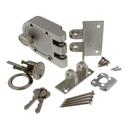 GUARD SECURITY, 1303CH, Satin Nickel, Jimmy Proof Single Cylinder Deadlock Deadbolt With Angle and Flat Strike, Boxed