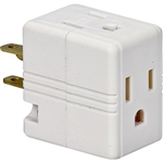 Cooper Wiring, 1482W, White, 15A, 125V, Grounded Triple Cube Adapter, NEMA 5-15R