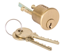 TSS 1700 (Like Medeco 10-0300) Satin Brass Solid Replacement 1-1/16" Rim Cylinder Lock Original 00 Keyway HIGH SECURITY