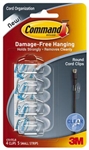 3M Command, 17017CLR, 4 Pack, Clear, Round Wire Cord Clip, With Clear Adhesive Strips