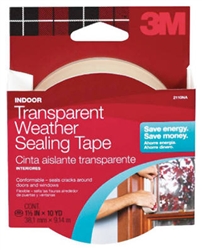 3M, 2110, 1-1/2" x 30', Adhesive, Interior Transparent, Weatherproofing Sealing Tape