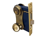 Marks 21AC/5-W-LHR Antique Brass US5 Left Hand Ornamental Unilock Knobe/Plate Mortise Entry Lockset Iron Gate Door Double Cylinder Lock Set