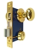 Marks 22AC/3-W-LHR Polished Brass Left Hand Reverse Double Cylinder For Iron Gate Door Ornamental Knob Rose Mortise Entry Lockset, 2-1/2" Backset, 1" X 7-1/8" Faceplate