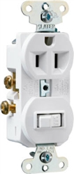 Cooper, 274W-BOX, 2 Pole, 3 Wire Grounding, Combination Switch & Outlet, Duplex, 15A, 125V, White