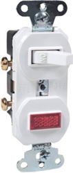 Cooper Wiring, 277W-BOX, 15A, 120/125V, White, Single Pole Switch & Pilot Light, Duplex