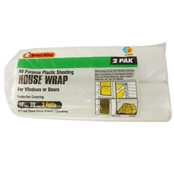 Frost King 2P102027 10' x 20' All Purpose 2.7 Mil Thick Clear Plastic Sheeting House Wrap For Windows Or Doors