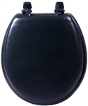 Sanderson Plumbing, 3000WB-BLK, Black Padded Toilet Seat, Heavy Duty Leather Grained Vinyl