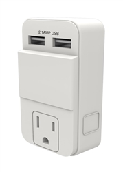 Stanley, 30405, PlugMax Dual USB, White, Rapid Charge USB Adapter, 1 Grounded Outlet 2 USB Wall Tap