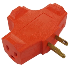 Bright Way 30HDCWT Orange 15A 125V 3 Way Outlet Wall Plug Cube Adapter Tap