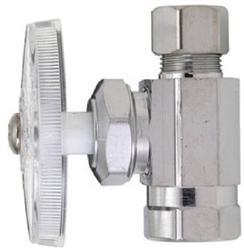 Aqua Plumb, 3730, Chrome, 3/8" Female Iron Pipe x 3/8" OD Compression, Straight Supply Stop Valve