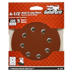 Ali Industries, 3867, Gator Grit, 5 Pack, 4-1/2", 220 Grit, Sanding Disc Hook & Loop