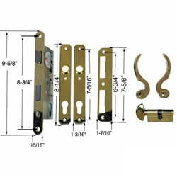 Ultra Hardware, 44625, Brass, Right Hand, Single Cylinder Mortise Entry Lever Handle Plate Trim Set, Narrow Style Storm Door Patio Lockset with 1-3/4" Backset Lock Set