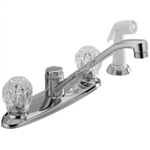 Master Plumber (Peerless), 452680, Chrome 2 Plastic Knob Handle Kitchen Faucet With White Spray