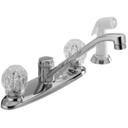 Master Plumber (Peerless), 452680, Chrome 2 Plastic Knob Handle Kitchen Faucet With White Spray