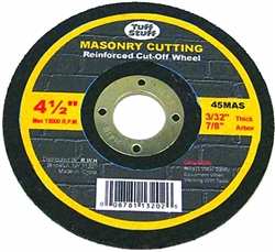 Tuff Stuff, 45MAS, 4-1/2" X 3/32" X 7/8" Arbor Masonry Cutting Blade