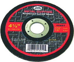 Tuff Stuff, 45MET045, 4-1/2" X 0.045" X 7/8" Arbor Type 1 Thin Metal Cutting Wheel Blade