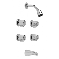 Gerber 46-430 Four Handle 6" Center ADA Metal Handles, Compression, Tub/Shower Faucet, IPS/Sweat, Sliding Escutcheon Chrome