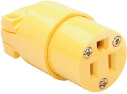 Pass & Seymour, 4887YCC10, 15A, 125V, Yellow, Heavy Duty Vinyl Construction, Connector, 2 Pole, 3 Wire
