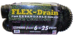 AMERIMAX, 50110, 4" x 25', Black, Solid Flex Landscaping Drain Pipe, Expands From 6' To 25'
