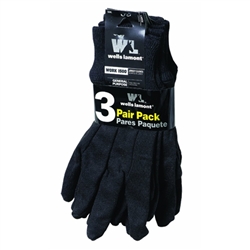 Wells Lamont 508LF Men's Poly Cotton Blend, Gardening Brown Jersey Gloves with Straight Thumb, Large, 3 Pairs